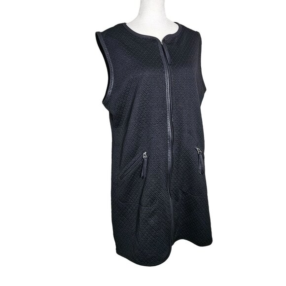 NWT Max Studio Black Quilted Textured A Line Dress faux accents Zipper Front sz - Picture 4 of 13